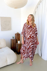 Long Kaftan In Choc Wave