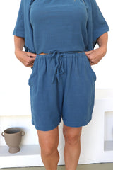 Cotton Lighthouse Shorts in Blue Stone