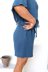 Cotton Lighthouse Shorts in Blue Stone