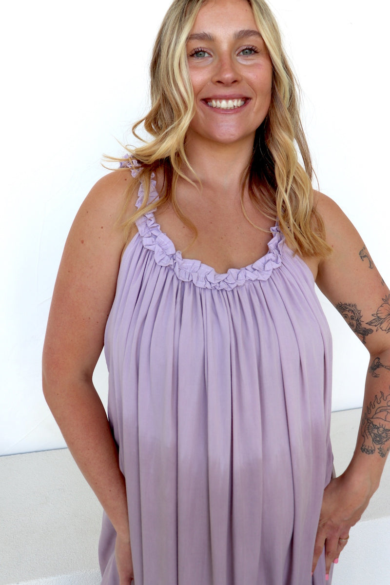Celine Maxi Dress In Lilac Mocha Dream Tie Dye