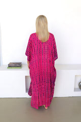 Long Kaftan In Hot Pink Tie Dye