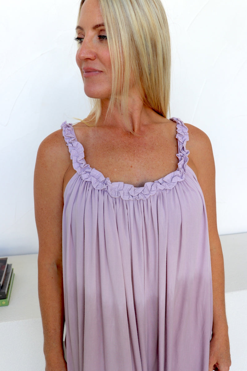 Celine Maxi Dress In Lilac Mocha Dream Tie Dye