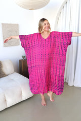 Long Kaftan In Hot Pink Tie Dye