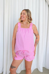 Designer RO Cotton PJ Set in Pink Gingham