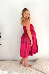 Strapless Beach Dress/Skirt in Hot Pink Tie Dye