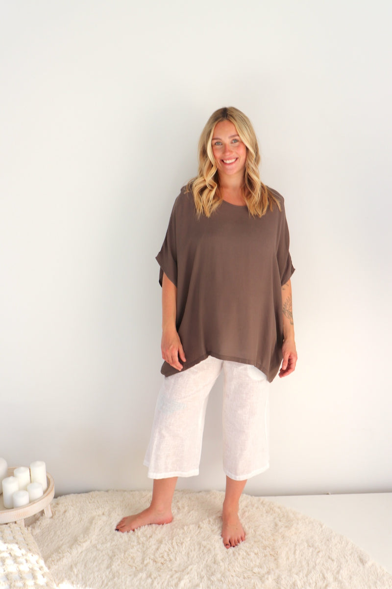 Relaxed Boho One Size Top in Coco