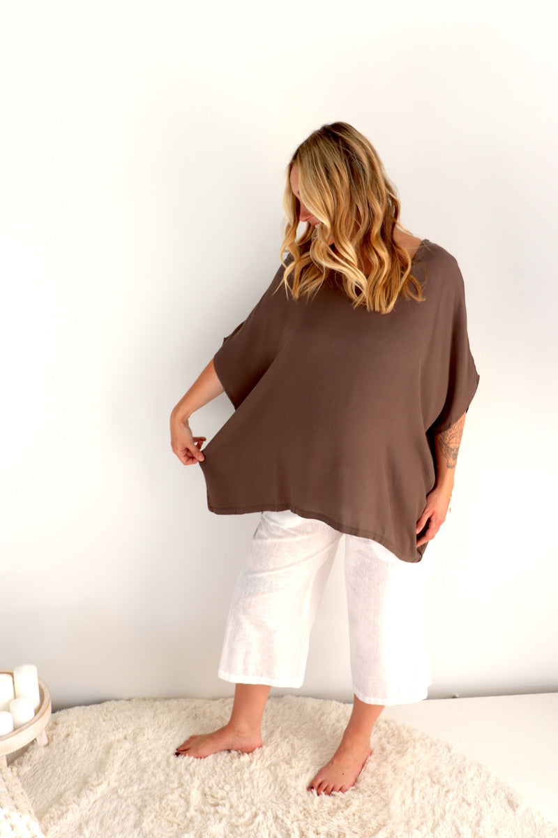 Relaxed Boho One Size Top in Coco