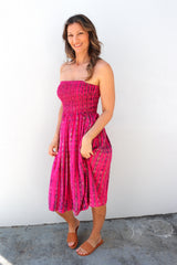 Strapless Beach Dress/Skirt in Hot Pink Tie Dye