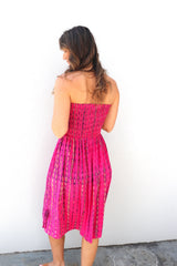 Strapless Beach Dress/Skirt in Hot Pink Tie Dye