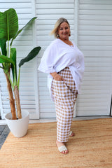 Dream Pant in Cotton Gingham Latte