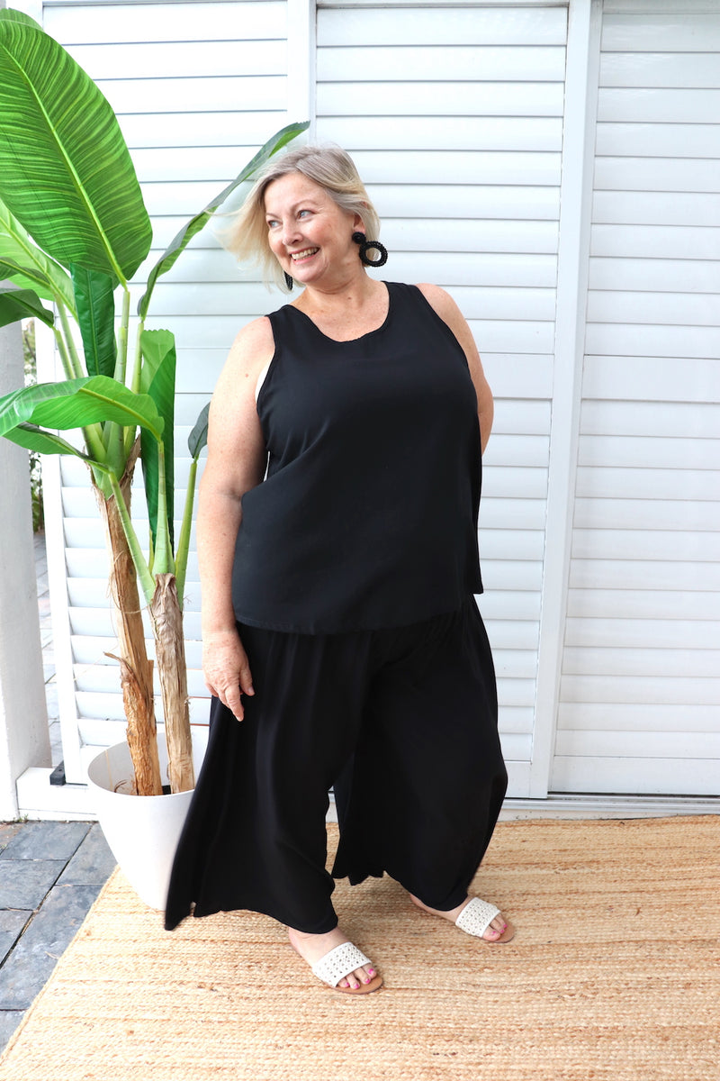 Caribbean Long Wide Leg Pant In Black