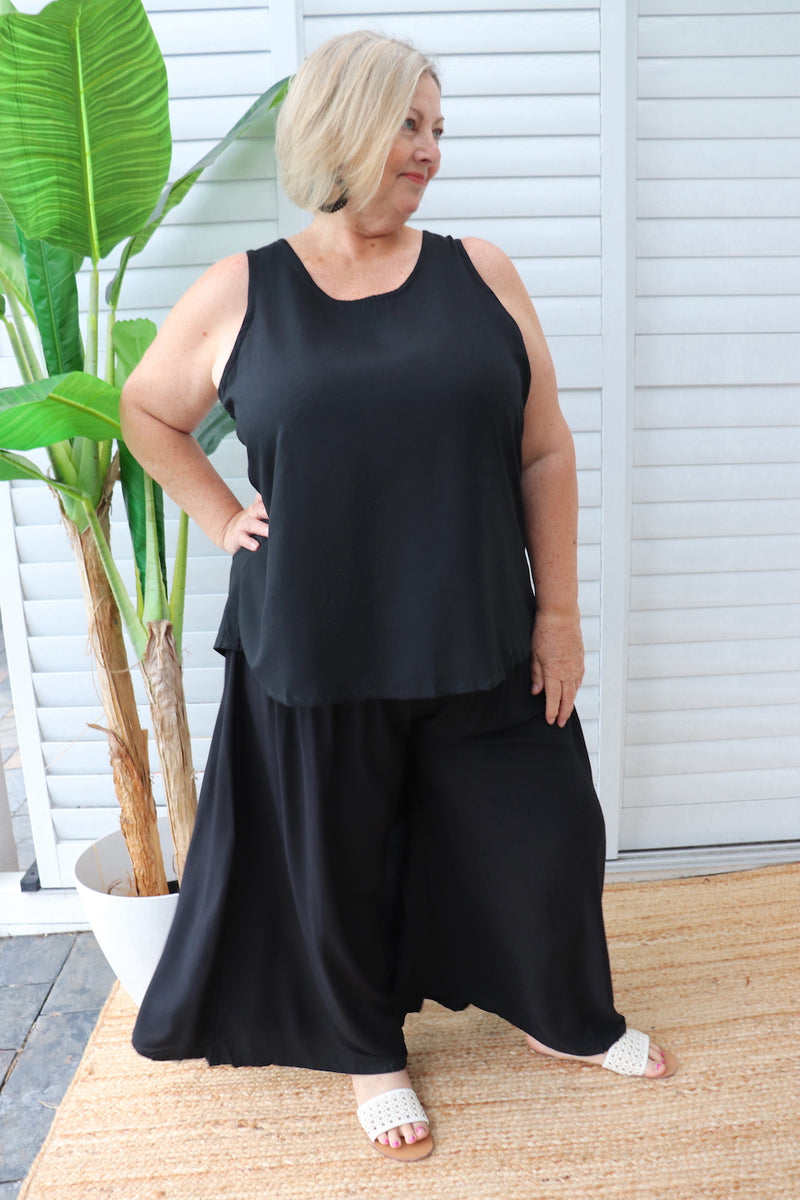 Caribbean Long Wide Leg Pant In Black