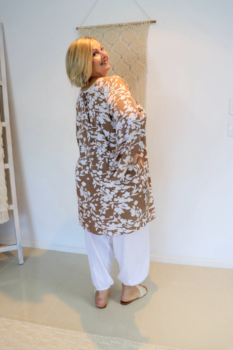 Daydream Long Sleeve Dress/Top in Promise Land Taupe