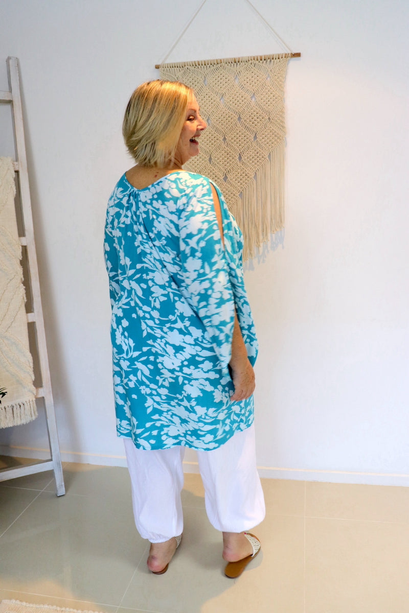 Daydream Long Sleeve Dress/Top in Promise Land Aqua