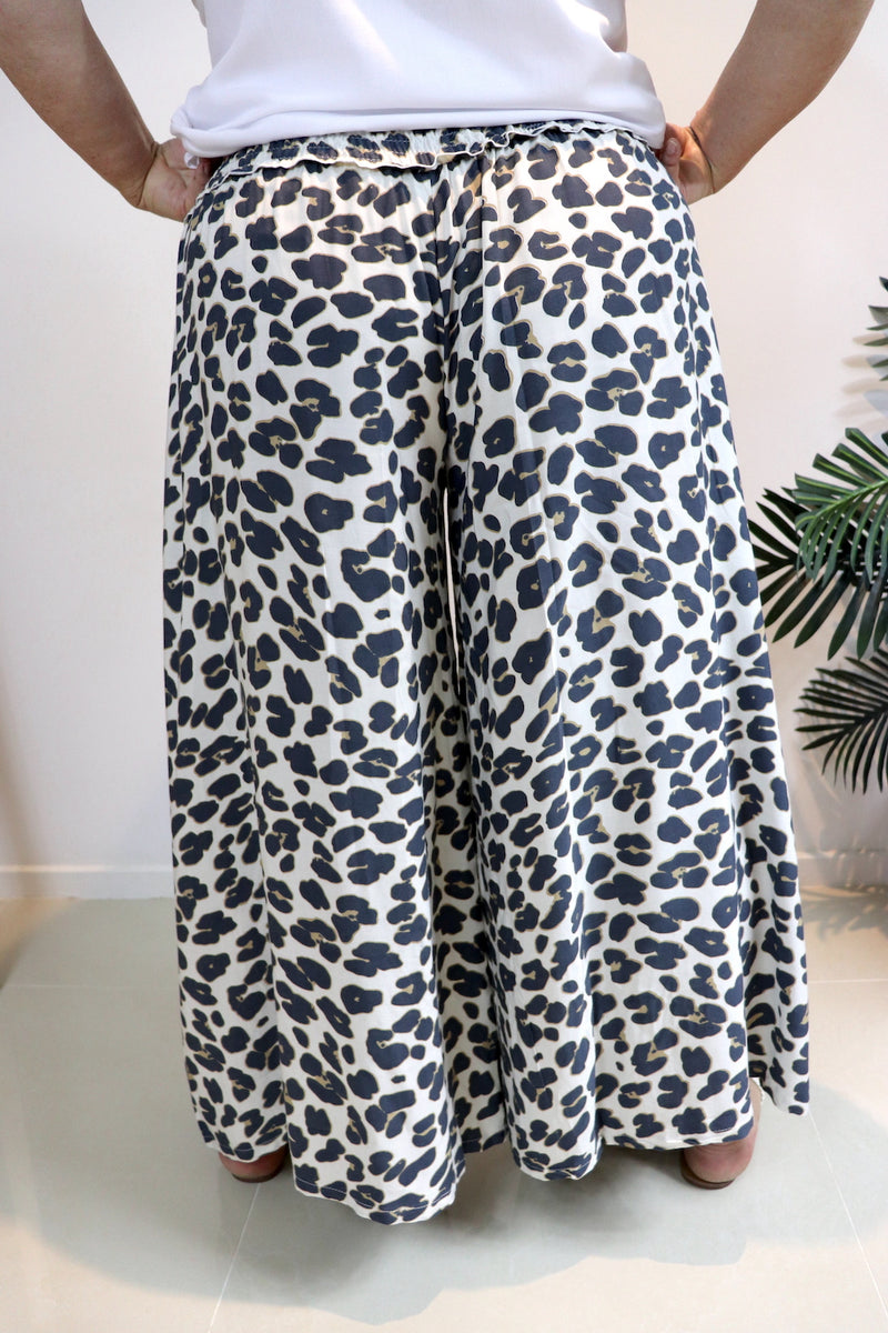 Caribbean Long Wide Leg Pant In Grey Jaguar