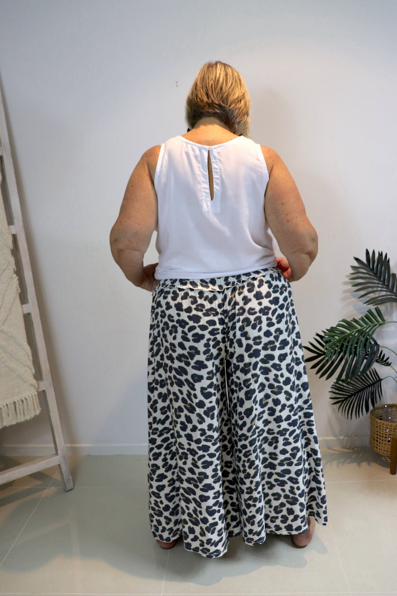 Caribbean Long Wide Leg Pant In Grey Jaguar