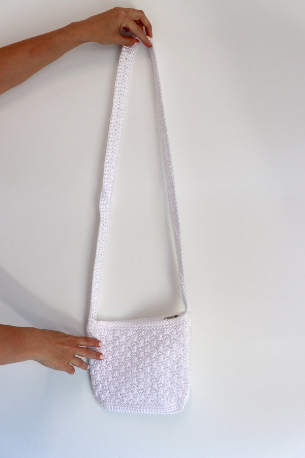 Capri Crochet Cross Body Bag in White