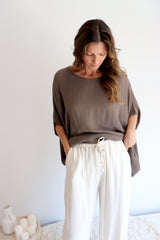 Relaxed Boho One Size Top in Coco