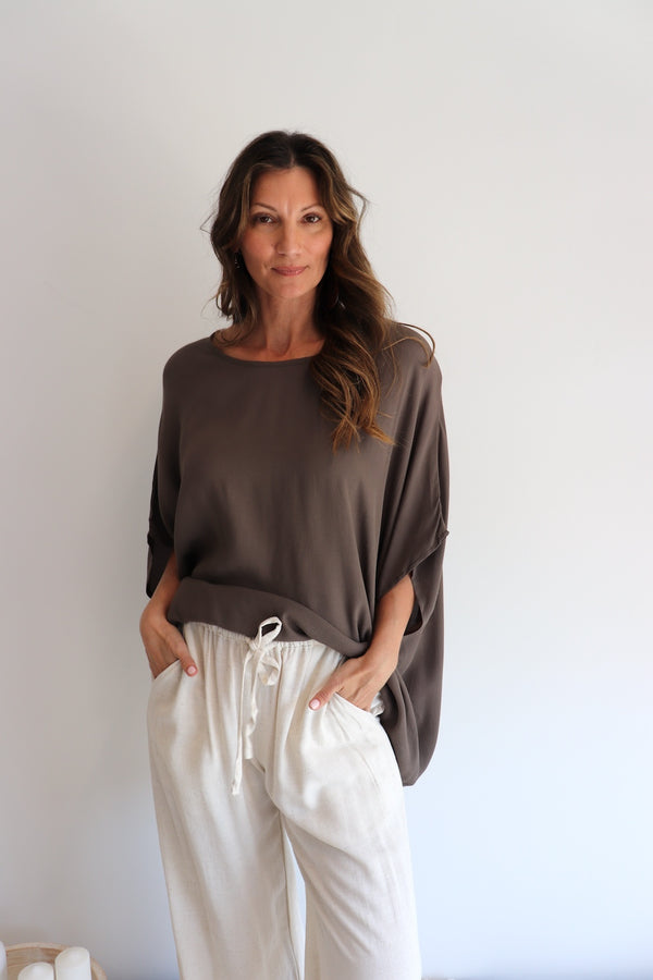 Relaxed Boho One Size Top in Coco