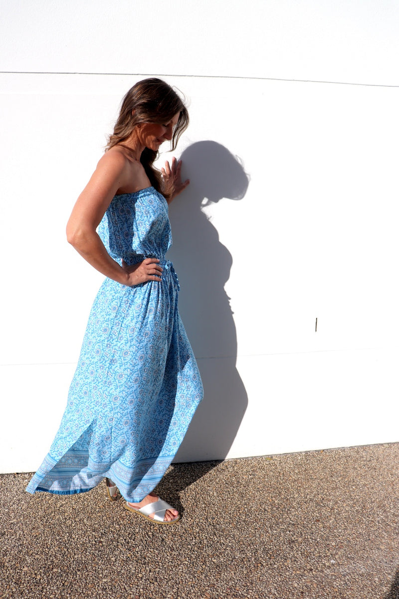 Daytripper Tube Maxi Dress In Ocean Blossom