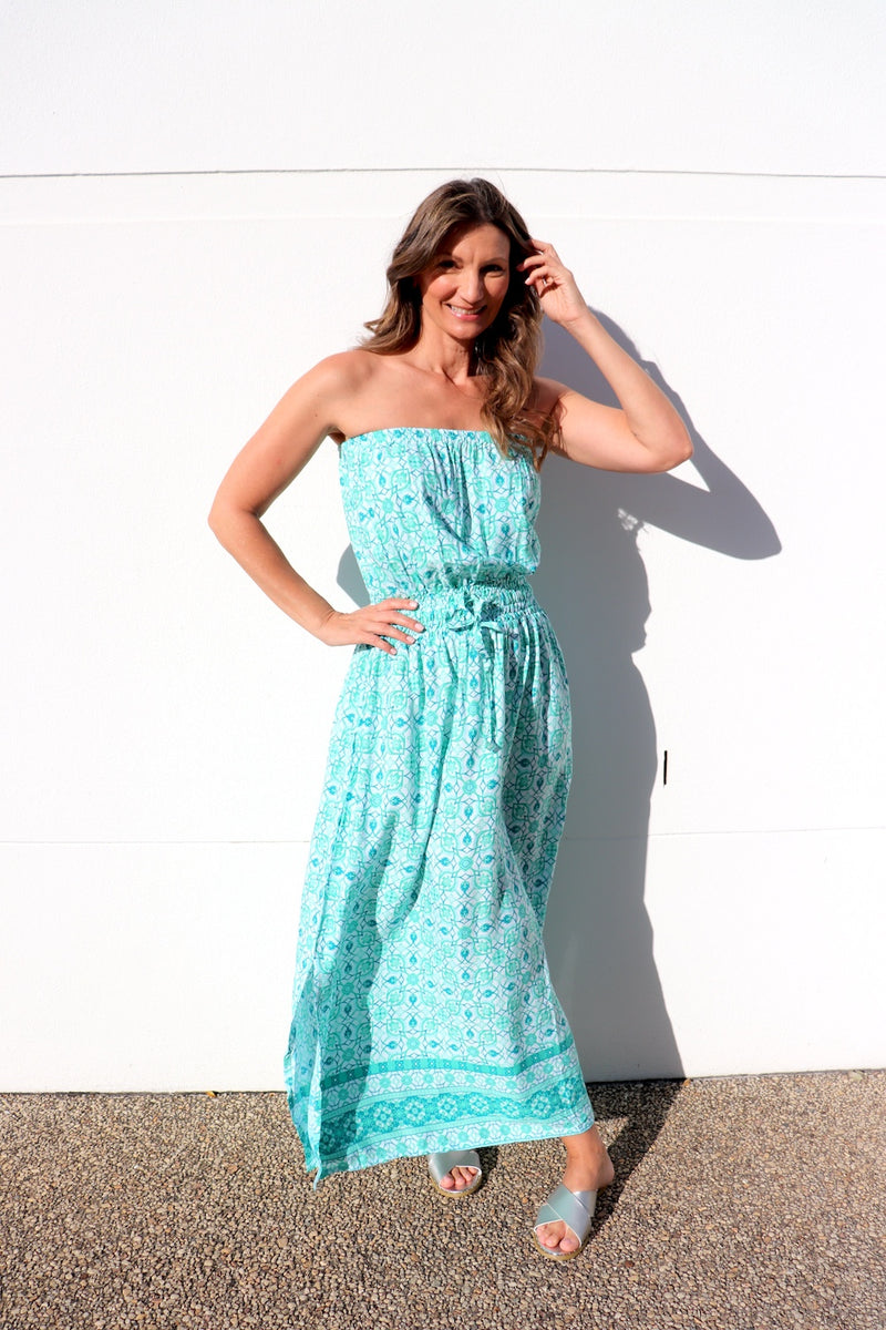 Daytripper Tube Maxi Dress In Mosaic Mint
