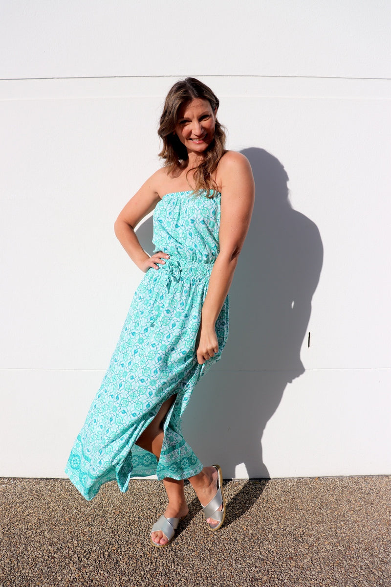 Daytripper Tube Maxi Dress In Mosaic Mint
