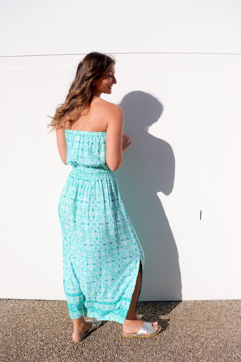 Daytripper Tube Maxi Dress In Mosaic Mint