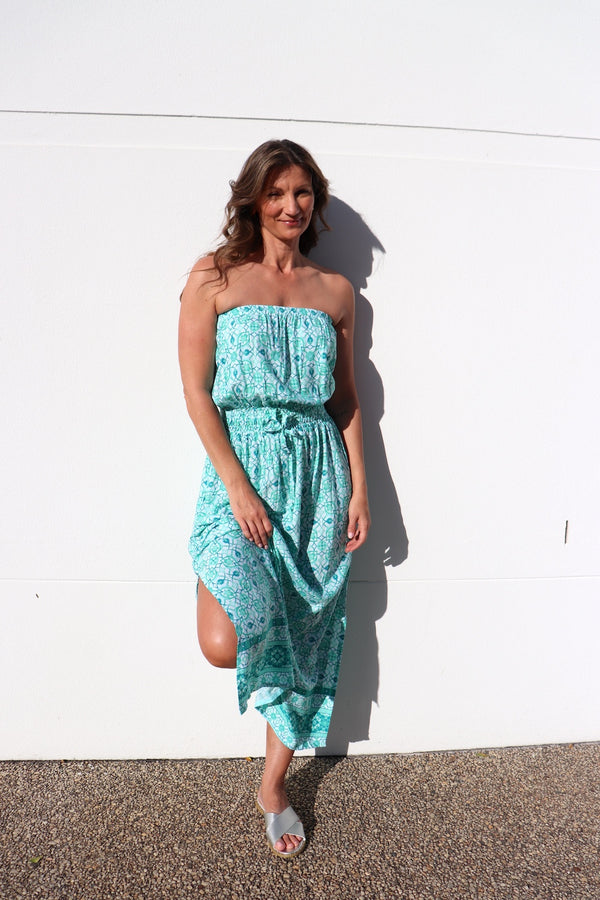 Daytripper Tube Maxi Dress In Mosaic Mint