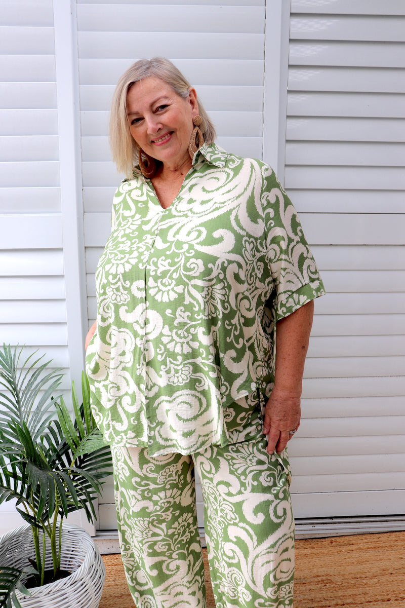 Sahara Pant & Shirt Set in Sage