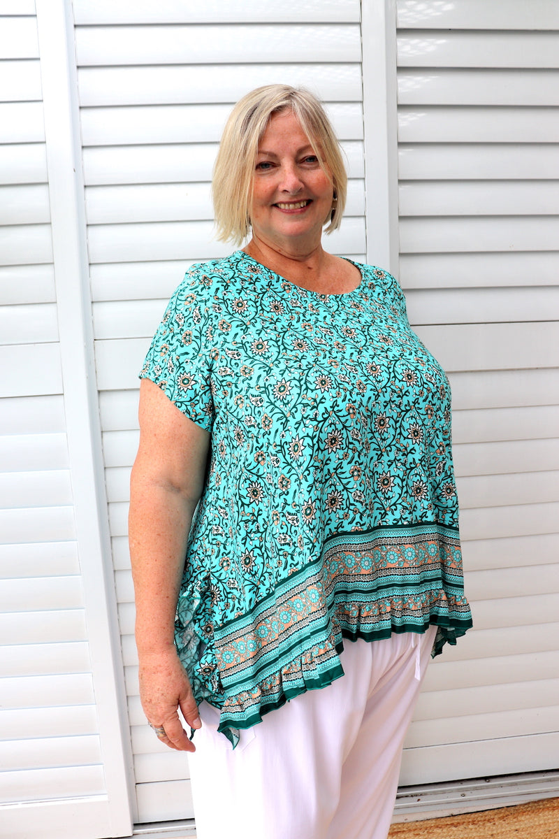 Amalfi Short Sleeve Top In Cottage Vine