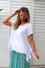 Amalfi Short Sleeve Top In White