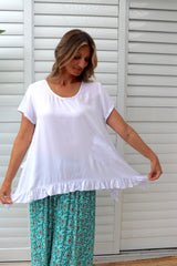 Amalfi Short Sleeve Top In White