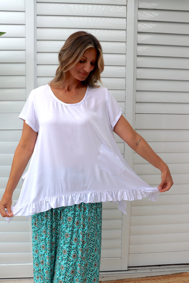 Amalfi Short Sleeve Top In White