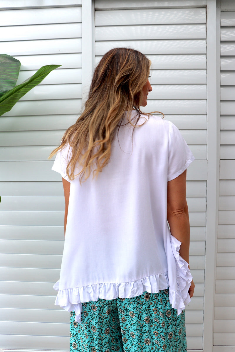 Amalfi Short Sleeve Top In White