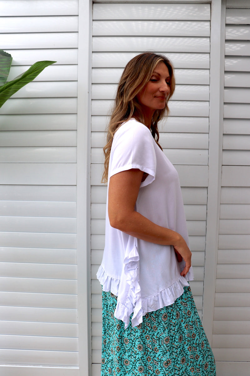 Amalfi Short Sleeve Top In White