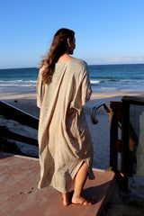 Long Kaftan In Olive Raindrop
