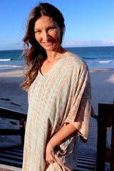 Long Kaftan In Olive Raindrop