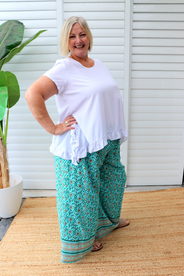 Bora Bora Long Wide Leg Pant Cottage Vine Aqua