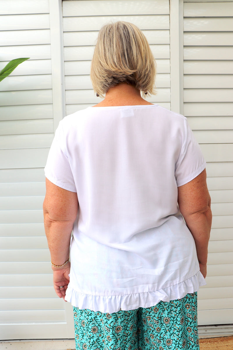 Amalfi Short Sleeve Top In White