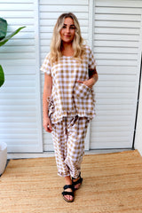 Dream Pant in Cotton Gingham Latte