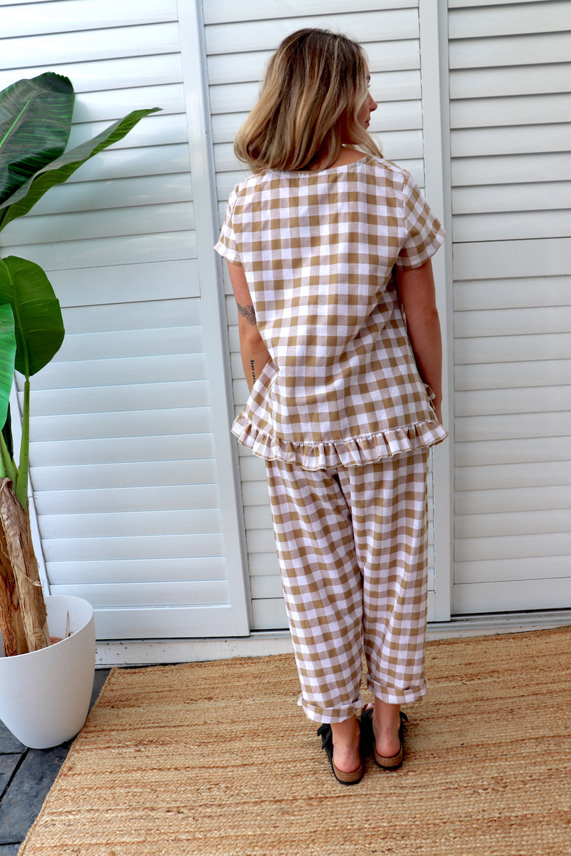 Dream Pant in Cotton Gingham Latte