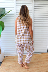 Peta Singlet Top In Cotton Gingham