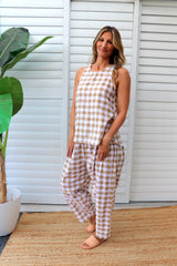 Peta Singlet Top In Cotton Gingham