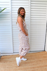 Dream Pant in Cotton Gingham Latte