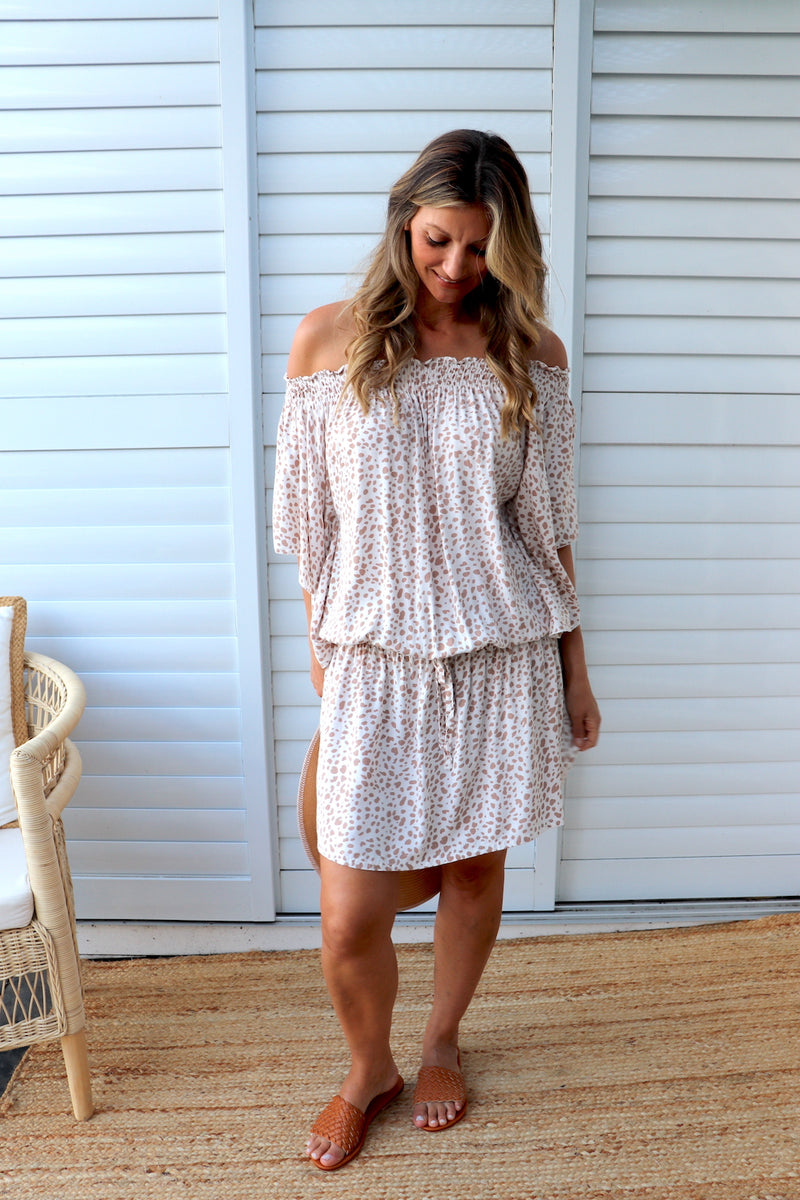 Holiday Dreaming Short Beach Dress/Top In Pebbles Taupe