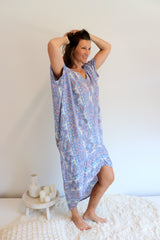 Island Holiday High Low Dress In Blue Paisley