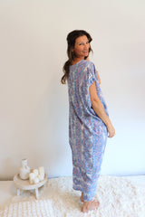 Island Holiday High Low Dress In Blue Paisley