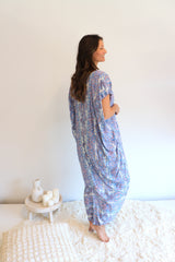 Island Holiday High Low Dress In Blue Paisley