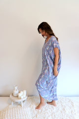 Island Holiday High Low Dress In Blue Paisley