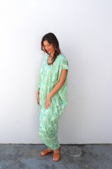 Island Holiday High Low Dress In Green Paisley